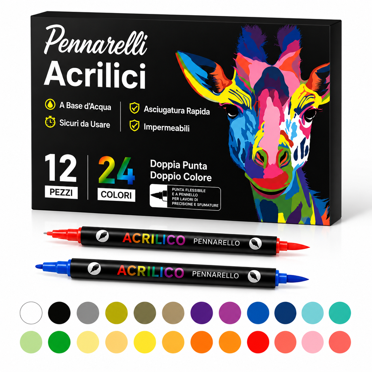 Set di pennarelli acrilici (24 colori)
